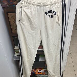 Vintage Roots Off-White Track Pants with Black Stripes